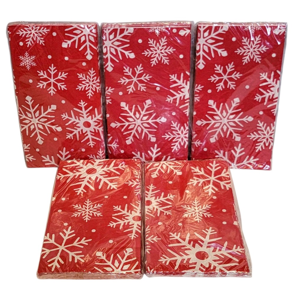 Holiday Time Snowflake Napkins 100‎ Ct Red White 2 Ply Christmas Holiday Party